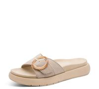 Pantolette MARCO TOZZI, Damen, Gr. 39, sand, Textil, Veloursleder, unifarben, Schuhe Pantolette, Keilabsatz, Schlupfschuh mit seitlichem Stretcheinsatz (21536119-39) sand