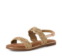 MARCO TOZZI Damen Sandalen flach aus Leder Geflochtene Riemen, Metallisch (Rose met. Comb), 37 EU