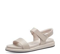 MARCO TOZZI Damen Sandalen flach aus Leder mit Klettverschluss, Beige (Cream), 38 EU