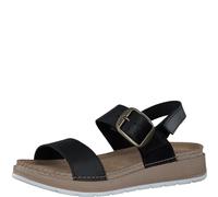 MARCO TOZZI Damen Sandalen flach aus Leder mit Klettverschluss, Schwarz (Schwarz), 41 EU