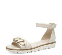 Riemchensandale MARCO TOZZI, Damen, Gr. 38, beige (creme), Lederimitat, modisch, Schuhe, Keilabsatz, Sommerschuh, Sandalette, mit Zierkette Ton in Ton (26385438-38) creme