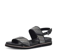 MARCO TOZZI Damen Sandalen flach Glitzer Vegan, Schwarz (Black Comb), 38 EU