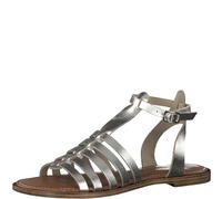 MARCO TOZZI Damen Sandalen flach in Römer Optik aus Leder, Beige (Platinum), 36 EU