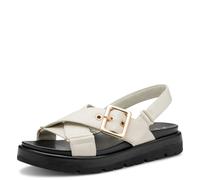 MARCO TOZZI Damen Sandalen flach mit Klettverschluss Bequem, Beige (Cream), 39 EU