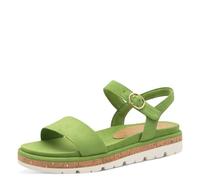 MARCO TOZZI Damen Sandalen flach mit Klettverschluss Bequem, Grün (Apple), 38 EU