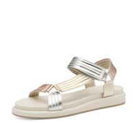 MARCO TOZZI Damen Sandalen flach mit Klettverschluss Bequem, Metallisch (Metallic Multi), 39 EU