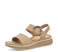 MARCO TOZZI Damen Sandalen flach mit Klettverschluss Sommer, Braun (Biscuit), 39 EU