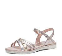 MARCO TOZZI Damen Sandalen flach mit Schließe Elegant, Metallisch (Rose met. Comb), 39 EU