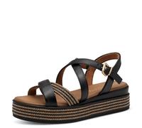 MARCO TOZZI Damen Sandalen flach mit Schließe Plateau, Schwarz (Black Comb), 40 EU