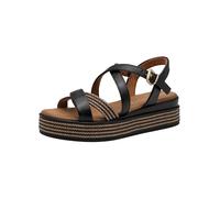 MARCO TOZZI Damen Sandalen flach mit Schließe Plateau, Schwarz (Black Comb), 41 EU