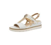 MARCO TOZZI Damen Sandalen flach mit Schließe Plateau, Weiß (White Comb), 37 EU