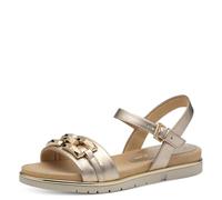 MARCO TOZZI Damen Sandalen flach mit Schließe Sommer, Beige (Platinum), 39 EU