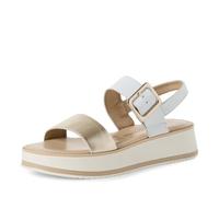 MARCO TOZZI Damen Sandalen mit Absatz aus Leder Bequem, Weiß (White Comb), 37 EU