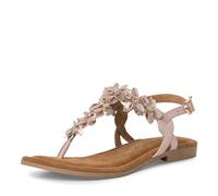 MARCO TOZZI Damen Sandalen mit Absatz aus Leder mit Blumendekor, Beige (Powder Comb), 38 EU