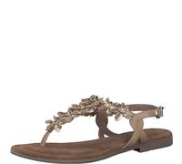 Marco Tozzi Sandale Premio Gold Damen mit Absatz Leder Blumendekor Taupe Comb Gr. 40