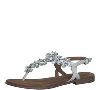 MARCO TOZZI Damen Sandalen mit Absatz aus Leder mit Blumendekor, Weiß (White Comb), 38 EU