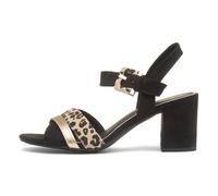 MARCO TOZZI Damen Sandalen mit Absatz Elegant Vegan, Schwarz (Black/Leo), 37 EU