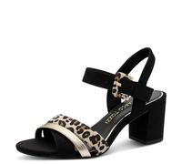 MARCO TOZZI Damen Sandalen mit Absatz Elegant Vegan, Schwarz (Black/Leo), 39 EU