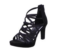 MARCO TOZZI Damen Sandalen mit Absatz Glitzer Vegan, Schwarz (Black Comb), 41 EU