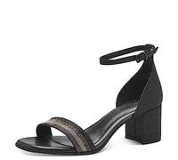 MARCO TOZZI Damen Sandalen mit Absatz mit Riemchen Glitzer, Schwarz (Black Glitter), 40