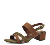 MARCO TOZZI Damen Sandalen mit Absatz mit Verstellbarem Riemen Bequem, Mehrfarbig (Fern Green Com), 36 EU