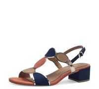 MARCO TOZZI Damen Sandalen mit Absatz mit Verstellbarem Riemen Vegan, Blau (Navy comb), 38 EU