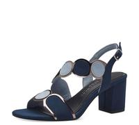 MARCO TOZZI Damen Sandalen mit Absatz mit Verstellbarem Riemen Vegan, Blau (Navy comb), 38 EU