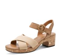 MARCO TOZZI Damen Sandalen mit Absatz mit Verstellbarem Riemen Vegan, Braun (Biscuit Comb), 40 EU