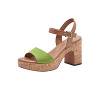 MARCO TOZZI Damen Sandalen mit Absatz Plateausohle Verstellbarer Riemen, Grün (Apple Comb), 37 EU