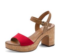 MARCO TOZZI Damen Sandalen mit Absatz Plateausohle Verstellbarer Riemen, Rot (Red Comb), 42 EU