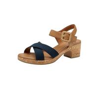 MARCO TOZZI Damen Sandalen mit Absatz Runde Spitze mit Schließe, Blau (Navy Comb), 38 EU