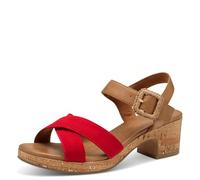 MARCO TOZZI Damen Sandalen mit Absatz Runde Spitze mit Schließe, Rot (Red Comb), 38 EU