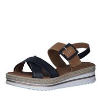 MARCO TOZZI Damen Sandalen mit Keilabsatz aus Leder Sommer, Blau (Navy Comb), 38 EU