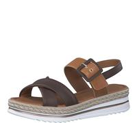 MARCO TOZZI Damen Sandalen mit Keilabsatz aus Leder Sommer, Braun (Cognac Comb), 38 EU