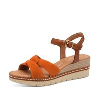 MARCO TOZZI Damen Sandalen mit Keilabsatz aus Leder Sommer, Mehrfarbig (Mango Comb), 42 EU
