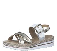 MARCO TOZZI Damen Sandalen mit Keilabsatz aus Leder Sommer, Weiß (White Comb), 37 EU