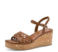 MARCO TOZZI Damen Sandalen mit Keilabsatz Bequem mit Lochmuster, Braun (Cognac), 38 EU