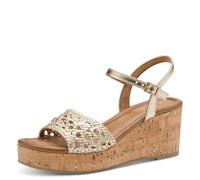 MARCO TOZZI Damen Sandalen mit Keilabsatz Bequem mit Lochmuster, Gold (Gold), 39 EU