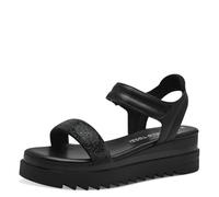 MARCO TOZZI Damen Sandalen mit Keilabsatz Glitzer Bequem, Schwarz (Black Comb), 41 EU