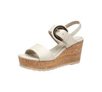 MARCO TOZZI Damen Sandalen mit Keilabsatz mit Klettverschluss Elegant, Beige (Cream), 37 EU