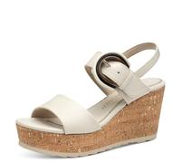 MARCO TOZZI Damen Sandalen mit Keilabsatz mit Klettverschluss Elegant, Beige (Cream), 38 EU