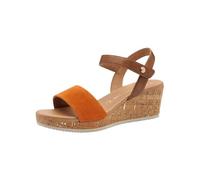 MARCO TOZZI Damen Sandalen mit Keilabsatz mit Lederanteil Sommer, Mehrfarbig (Mango Comb), 37 EU