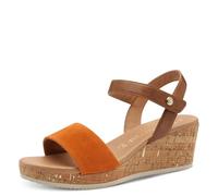 MARCO TOZZI Damen Sandalen mit Keilabsatz mit Lederanteil Sommer, Mehrfarbig (Mango Comb), 39 EU
