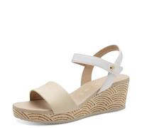 MARCO TOZZI Damen Sandalen mit Keilabsatz mit Lederanteil Sommer, Mehrfarbig (Taupe Comb), 37 EU