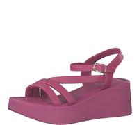 MARCO TOZZI Damen Sandalen mit Keilabsatz mit Verstellbarem Riemen aus Leder, Rosa (Fuxia), 36 EU