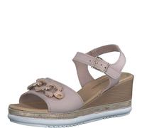 MARCO TOZZI Damen Sandalen mit Keilabsatz mit Verstellbarem Riemen aus Leder, Rosa (Rose Nubuck), 39 EU