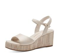 MARCO TOZZI Damen Sandalen mit Keilabsatz mit Verstellbarem Riemen Bequem, Beige (Cream), 40 EU