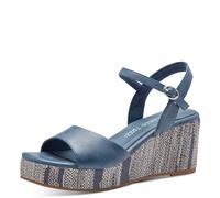 MARCO TOZZI Damen Sandalen mit Keilabsatz mit Verstellbarem Riemen Bequem, Blau (Ocean), 40 EU
