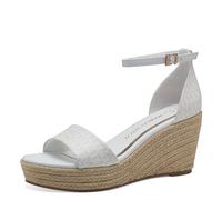 MARCO TOZZI Damen Sandalen mit Keilabsatz mit Verstellbarem Riemen Sommer, Weiß (White Comb), 41 EU