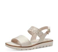 MARCO TOZZI Damen Sandalen mit Keilabsatz mit Verstellbarem Riemen Vegan, Gold (Dune Metallic), 42 EU